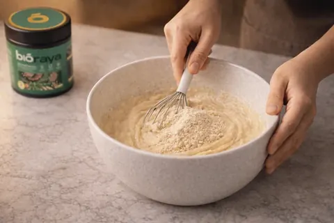 Bioraya Zoumita being whisked into the batter
