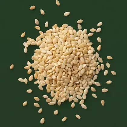 Sesame, Sesamum indicum, photographed on the Bioraya green for the ingredient index