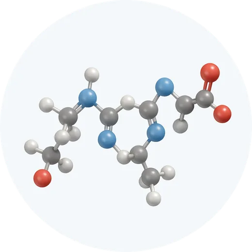 Molécule d'acétyl tétrapeptide-3, un actif du sérum GRWOOTS, illustré pour Mira Visions