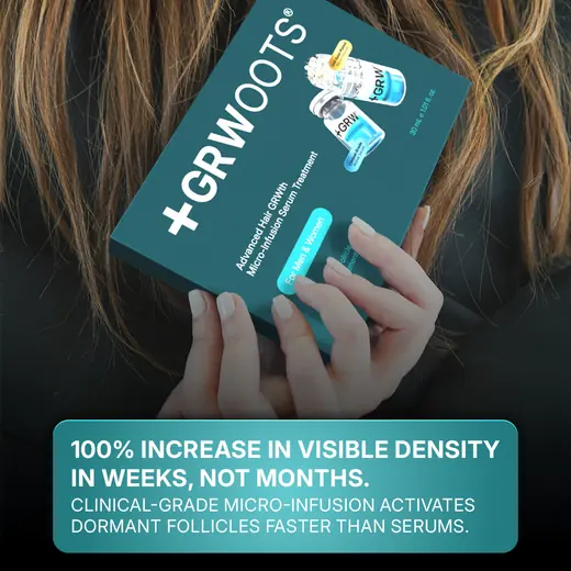 Publicité GRWOOTS « 100 % d'augmentation de la densité visible » par Mira Visions
