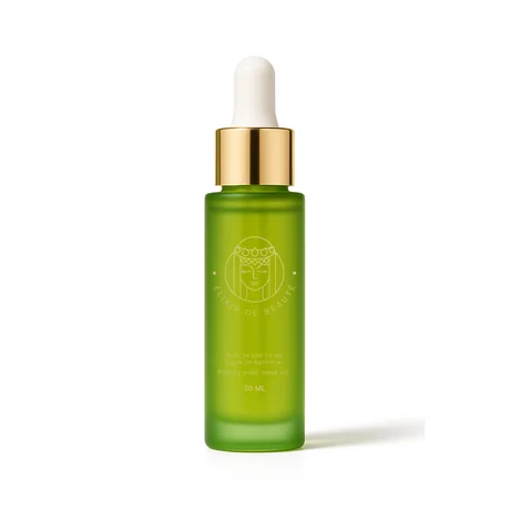 Élixir de Beauté Idili, huile de pépins de figue de Barbarie 30 ml, en verre vert dépoli à pipette dorée
