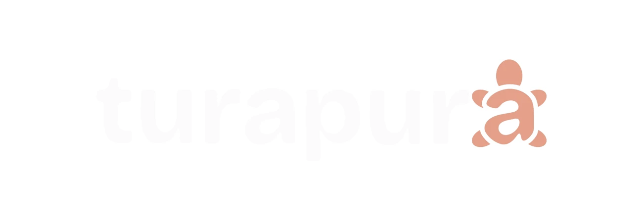 Turapura wordmark with the final letter a isolated, showing the turtle drawn into it